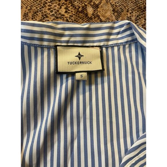 Tuckernuck Willow Tunic Blue White Stripe Oversized Poplin Half Placket Preppy S - Picture 3 of 6